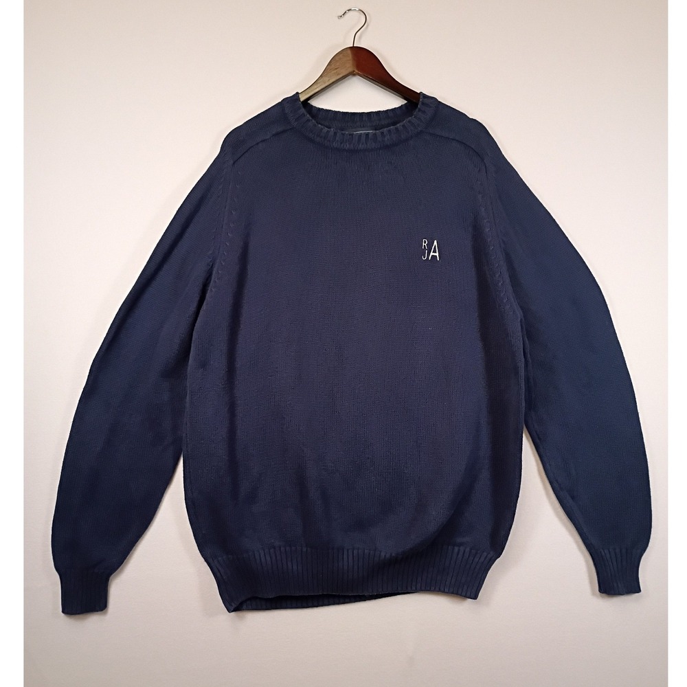 Classic Preppy Lands End Mens XL Tall Navy Blue Cotton Drifter Crewneck Sweater
